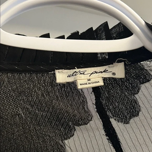 Chic Black Ruffle Sheer Blouse - Picture 2 of 5